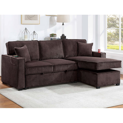Convertible Sectional With USB / USB - C Port, Storage Chaise, Pull-Out Bed