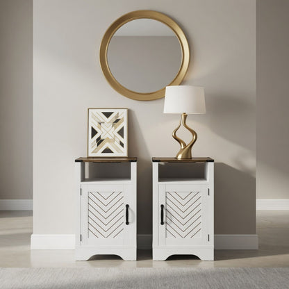 Farmhouse Nightstand With Charging Station & Storage