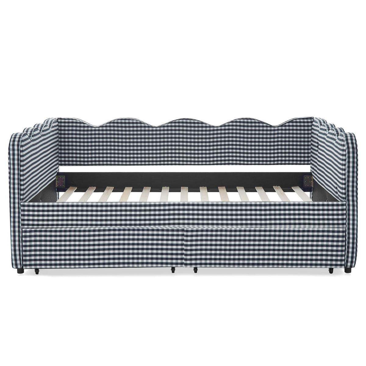 Gingham Daybed & USB Charging Port, Wave-Shaped Design