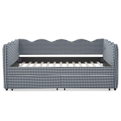 Gingham Daybed & USB Charging Port, Wave-Shaped Design