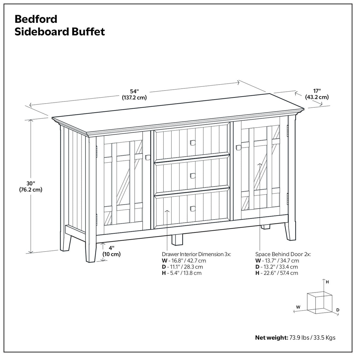 Bedford - Sideboard Buffet - White