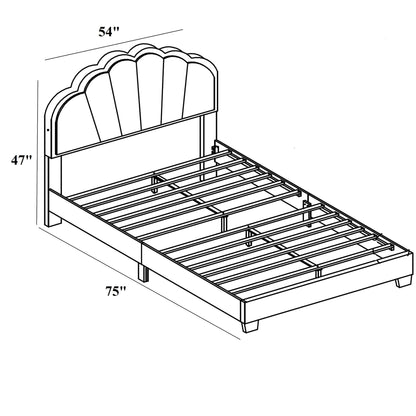 Bed With Floral Design Headboard And Built In LED Lighting