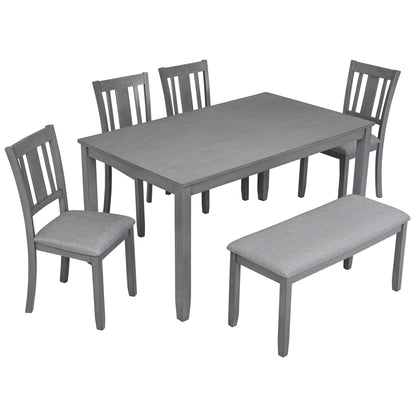 Kitchen Dining Set, Rectangular Dining Table With Upholstered Chairs