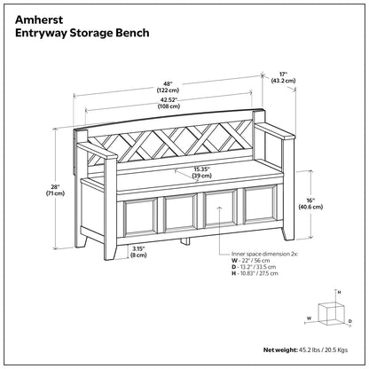 Amherst - Compact Entryway Storage Bench