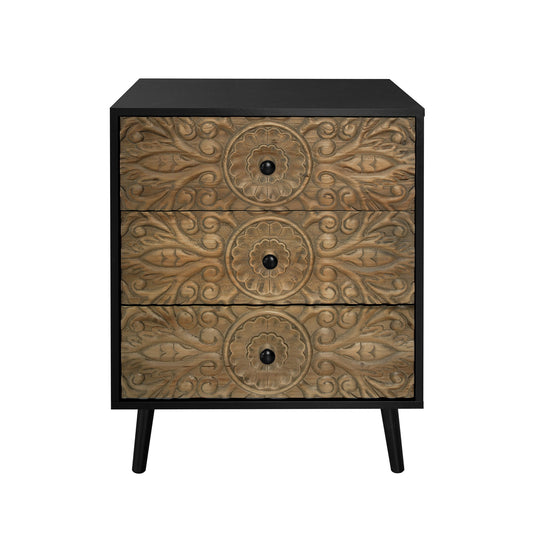 3 Drawer Cabinet, Suitable For Bedroom - Black