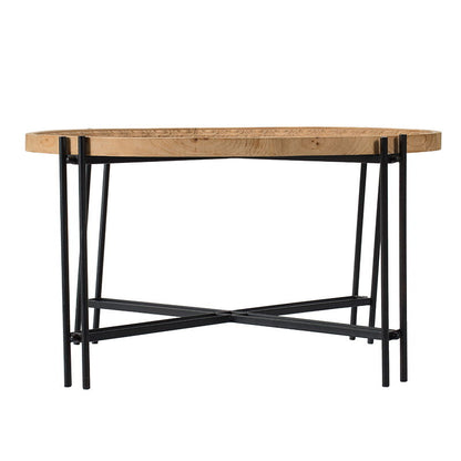 Farmhouse Round Wooden Round Coffee Table With Metal Legs - Black / Brown