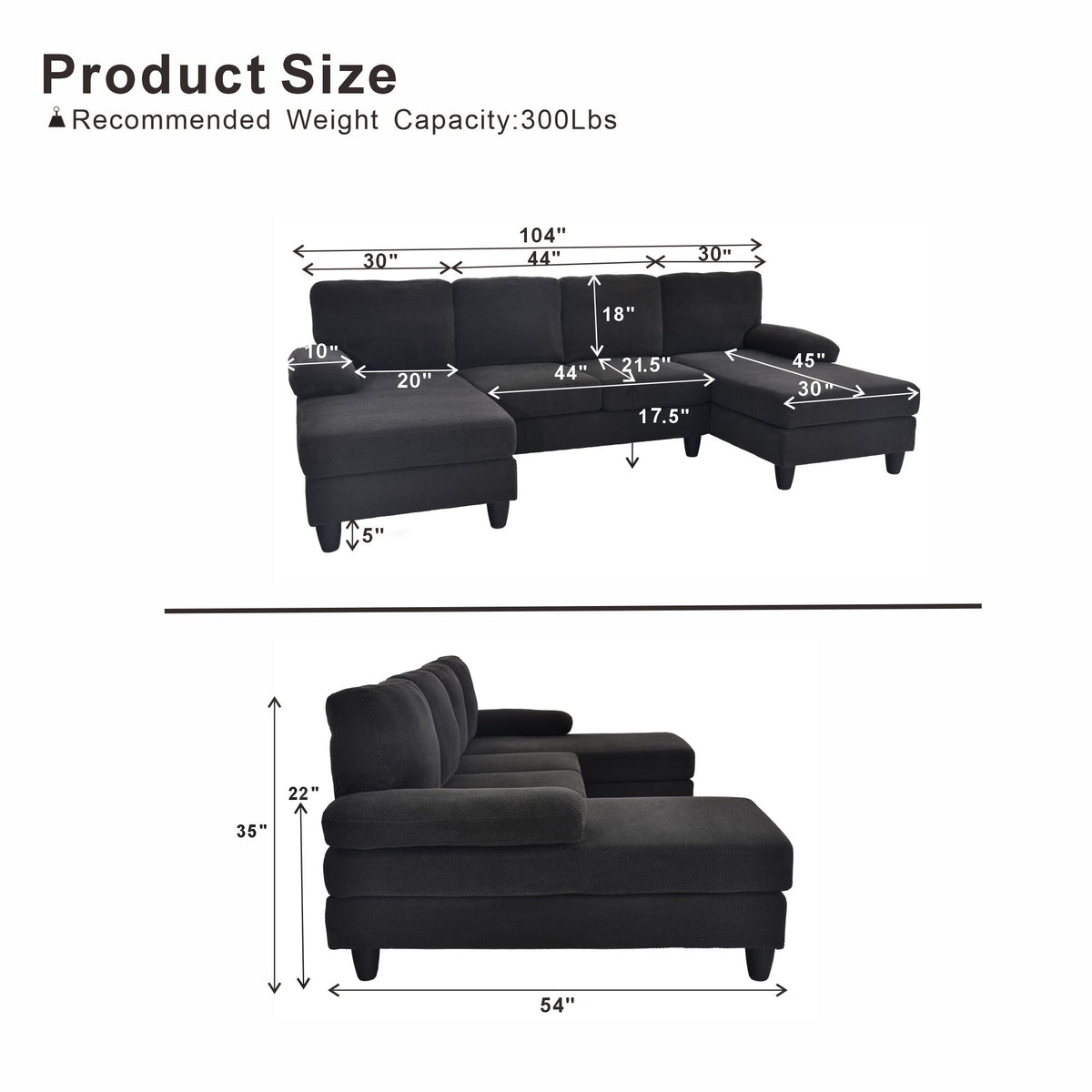 U-Shaped Sofa With Dual Chaise