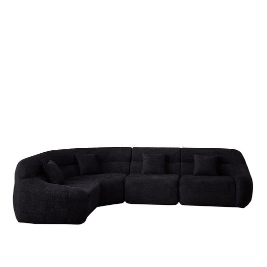 Luxury Curved Corner Sectional Sofa With 4 Pillows
