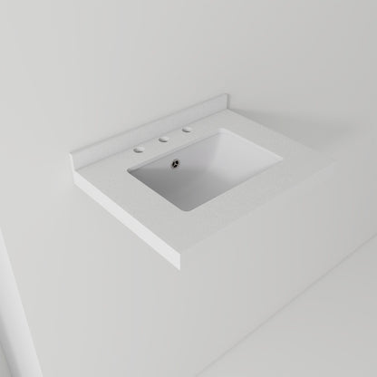 Basin Sink With 2" Thick Rim, Triple Faucet Holes, Sink Only