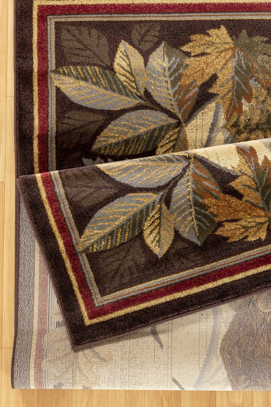 Nature's Nest - 5'3" X 7'3" Lodge Area Rug - Multi, Brown