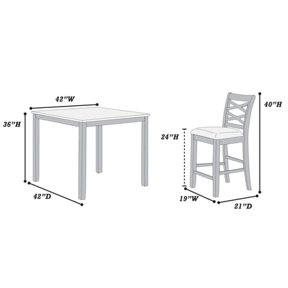 Dining Table Set With 4 Cross Back Chairs, Upholstered Cushions - Charcoal