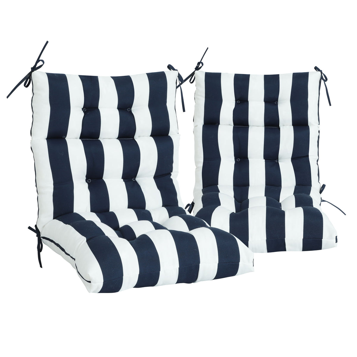 2 Piece High Back Patio Chair Cushion Set, Tufted Adirondack And Rocking Chair Cushions