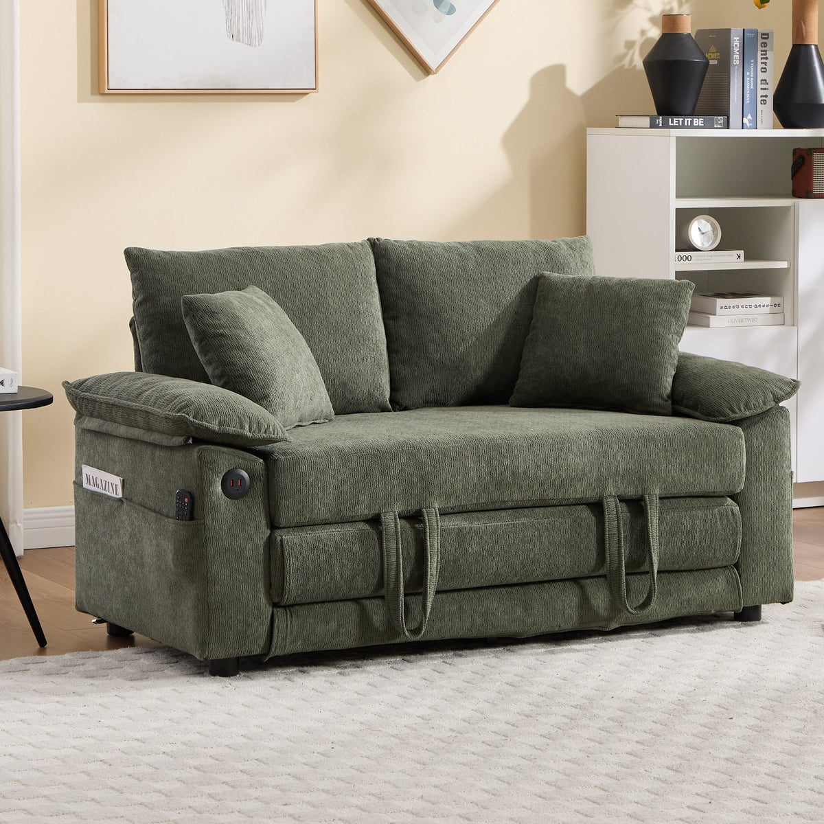 Upholstered Futon Convertible Floor Sofa Bed