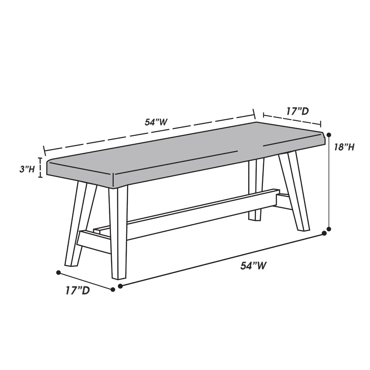 Dining Room Bench - Gray / Gray