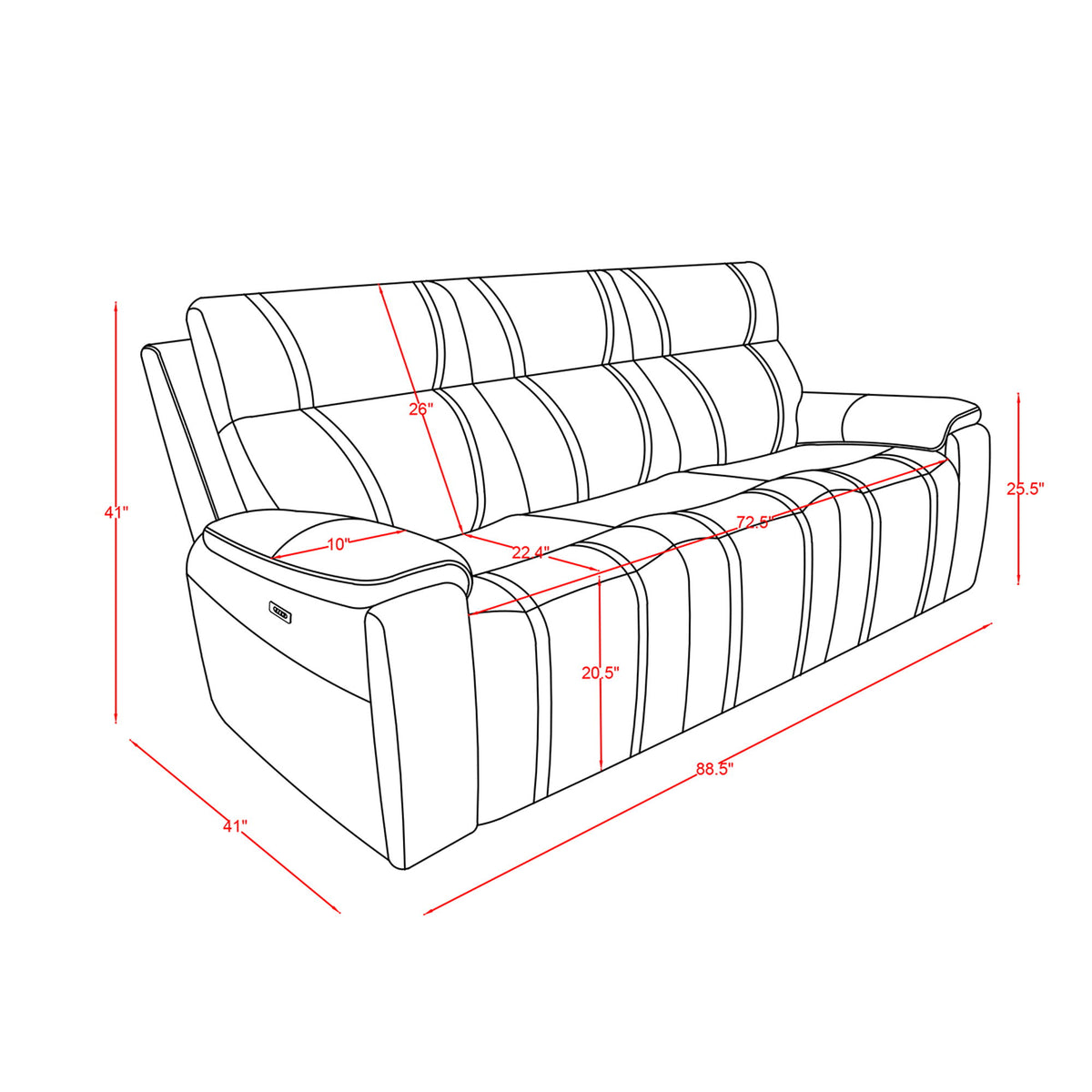 Gary - Power Reclining Sofa With Pillow Top Arms, Hidden Cup Holders - Black