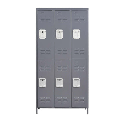 6 Door Lockers With Lock For Employees, Storage Cabinet For Home, Gym, Office, School, Garage - Gray