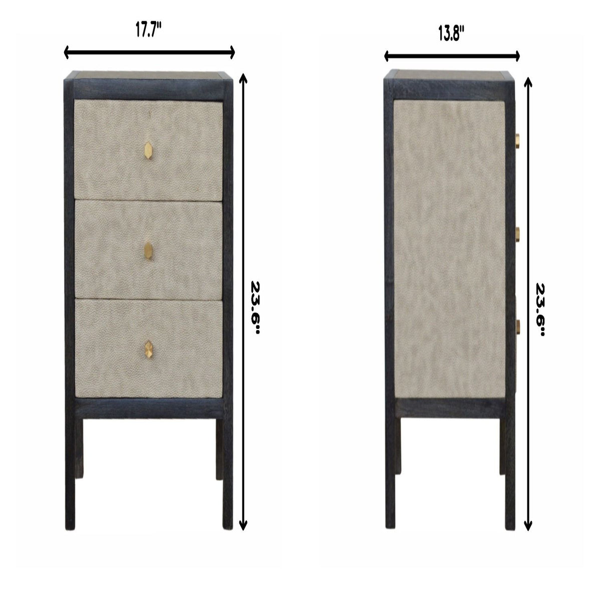 Nightstand, 3 Drawer - Black