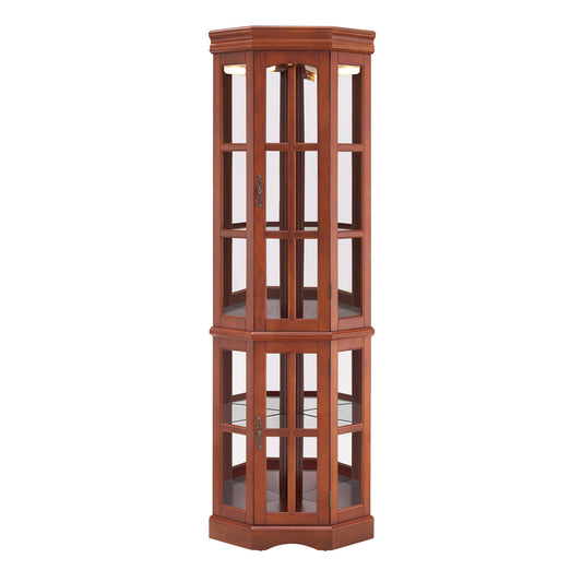 Corner Curio Cabinet With 5 Shelves And Lighting System (E26 Light Bulb Not Included)