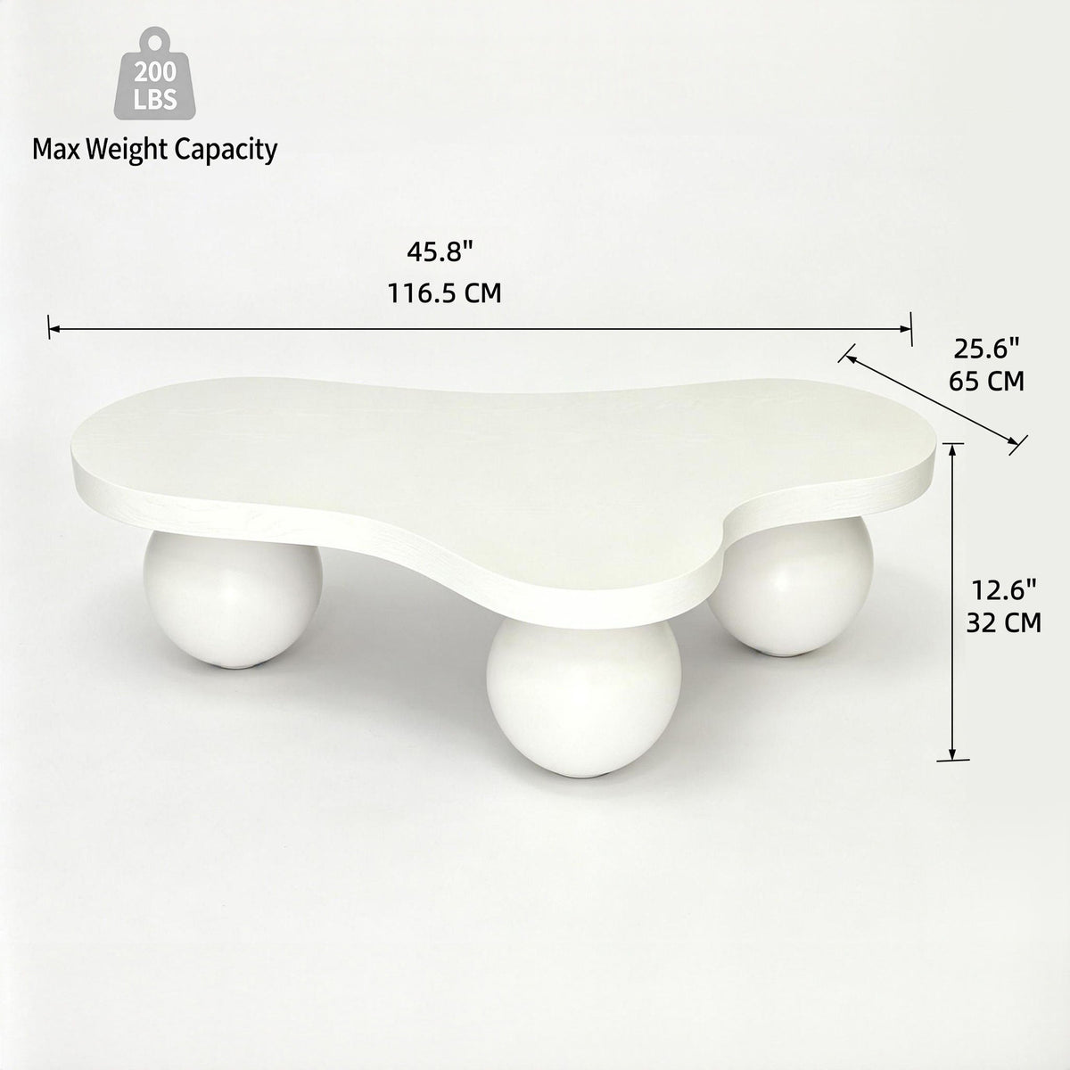 Cloud Shaped Coffee Table With 3 Ball Legs For Living Room