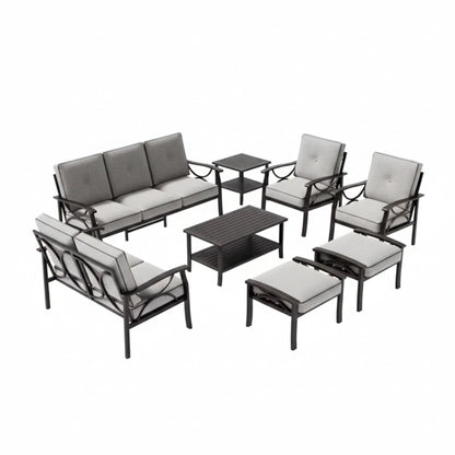 Patio Furniture Set, Coffee Table And Cushions For Backyard