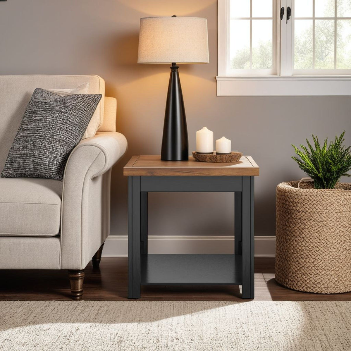 Essex - Side Table - Black / Whiskey