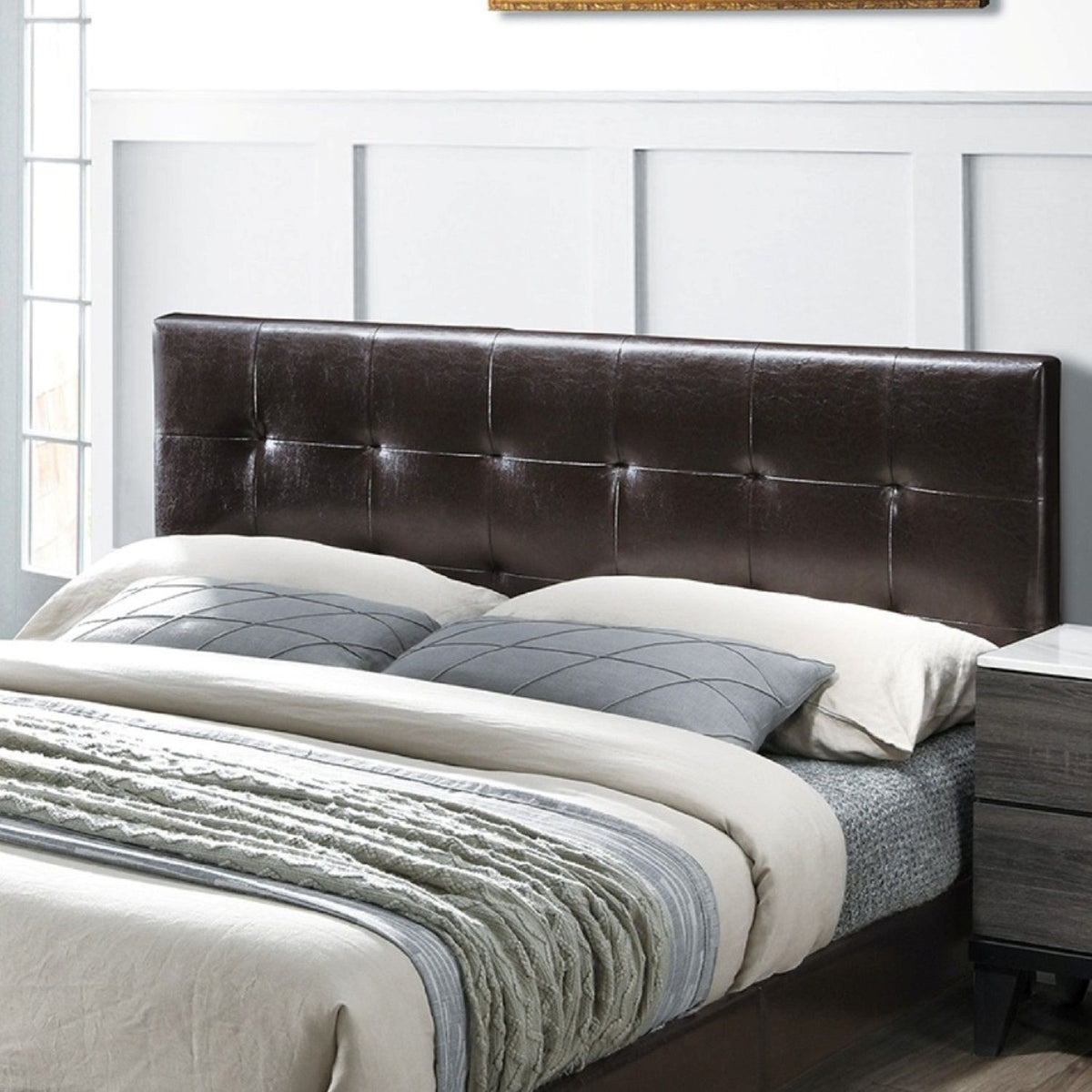 Contemporary Style Bed, Rectangle Headboard