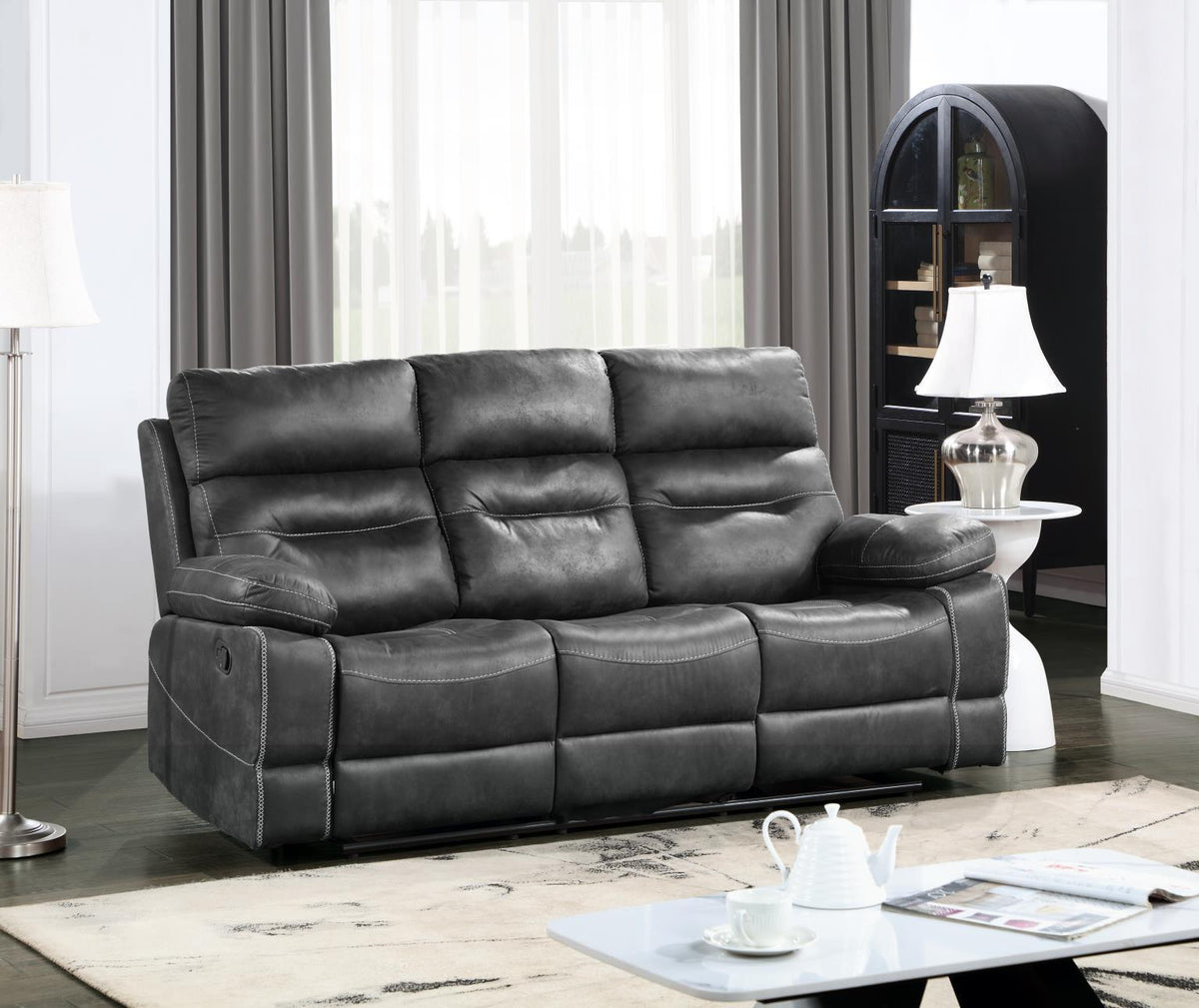 U170 - Motion Sofa With Dropdown Table - Gray