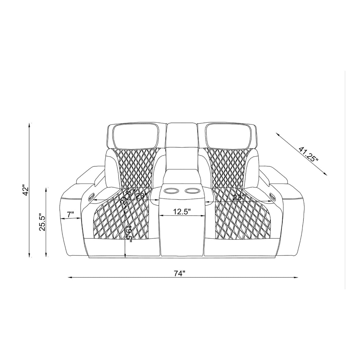Julian - Power Console Reclining Loveseat, LED & Speaker - Silver