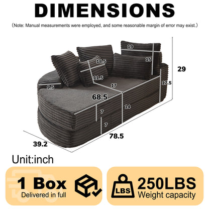 Semi Circular 2 In 1 Sofa Bed With Neck Pillow And Throw Pillows
