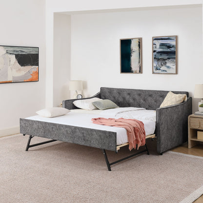 Daybed With Pop Up Trundle And USB Charging Armrest