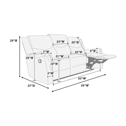 Modern Contemporary Style Recliner Sofa With Plush Armrest And Headrest