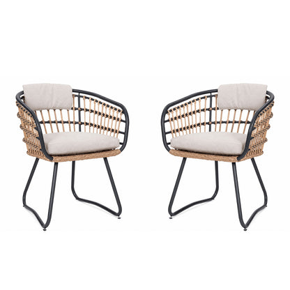 Patio All Weather Armchairs With Cushions (Set of 2) - Beige