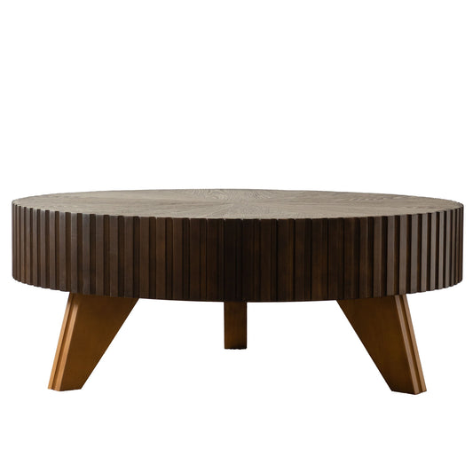 Round Retro Coffee With Solid Wood Legs