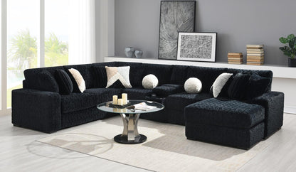 U281 - 6 Piece Sectional With Right Chaise (1 LAF + 1 Wedge + 2 Armless Chair + 1 Console + 1 RAF Chaise) - Black