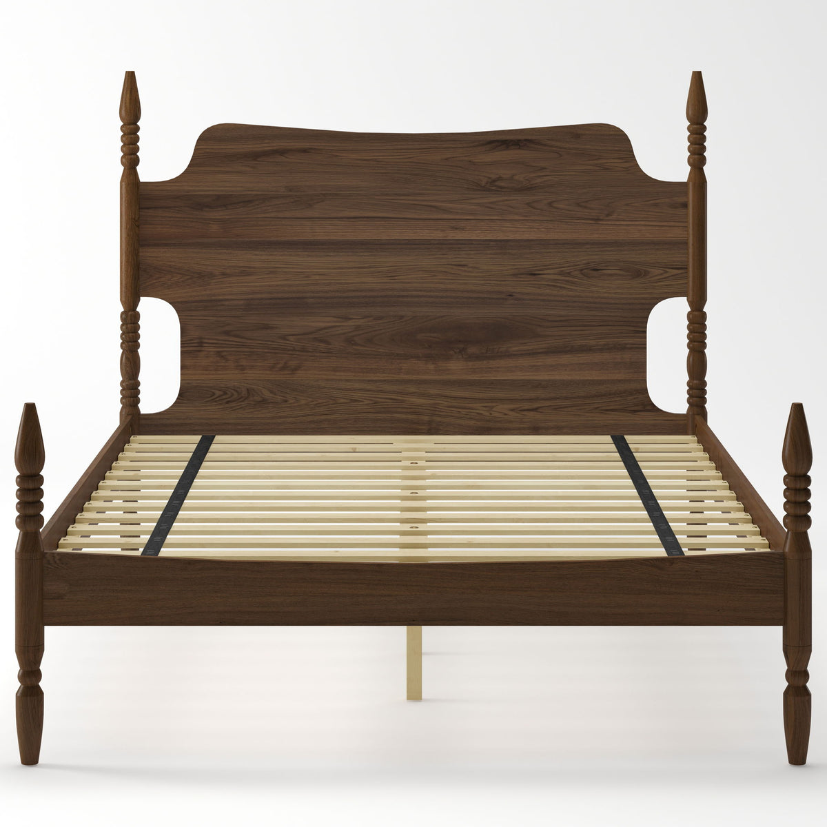 Retro 4 Poster Platform Bed Frame With Curved Tall Headboard
