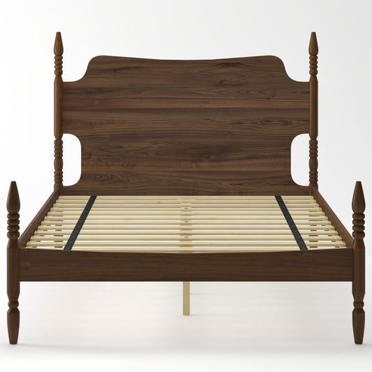 Retro 4 Poster Platform Bed Frame With Curved Tall Headboard
