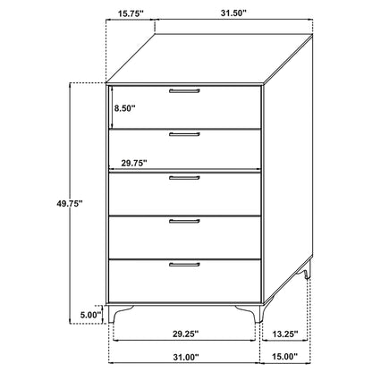 Lexie - 5 Drawer Rectangular Chest - Black