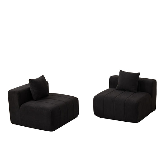 Modular Sectional Sofa With 2 Pillows, Symmetrical Design