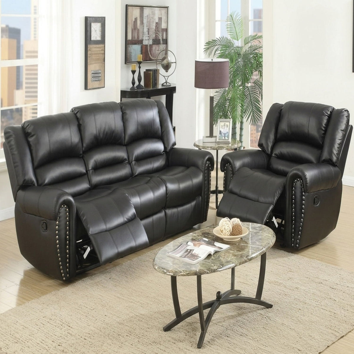Modern Living Room Set With Nailhead Trim