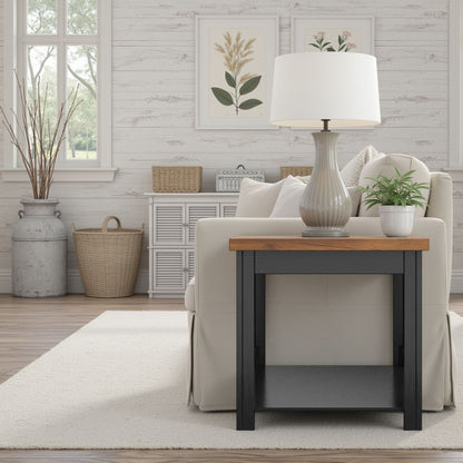 Essex - Side Table - Black / Whiskey