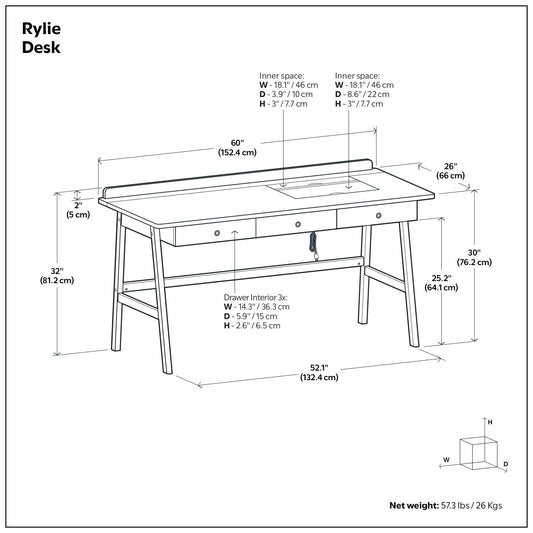 Rylie - Desk - Natural Aged Brown
