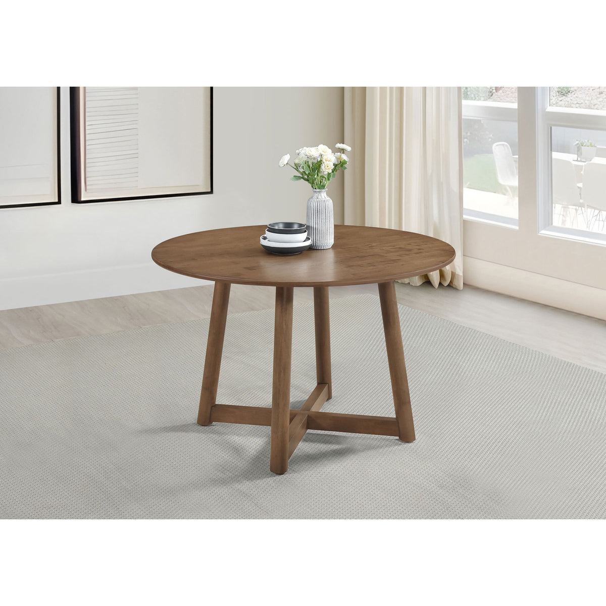 Guinea - Dining Table With Interlocking Base Design - Walnut