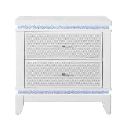 Adalid - Nightstand With Cooler, USB And Speaker - White
