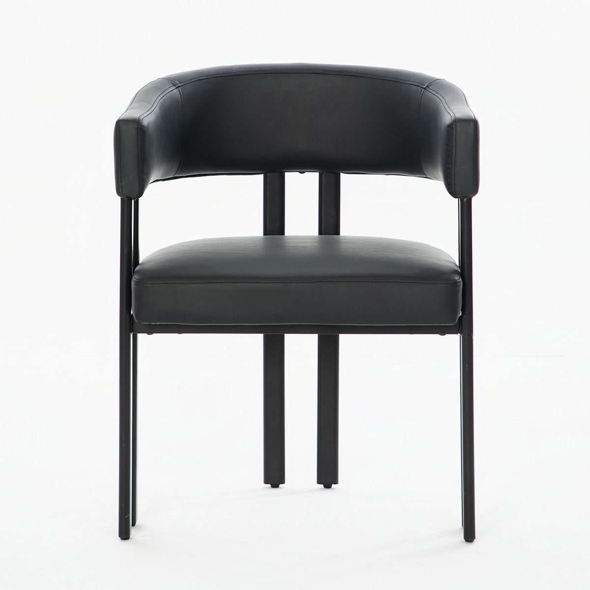Modern Dining Upholstered Barrel Chair With Curved Back And Armrests