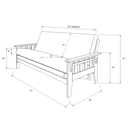 Montana - Full Size Futon Frame - Aqua