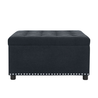 Square Tufted Storage Ottoman With Nailhead Trim