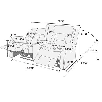 Modern Reclining Loveseat With Console, Cup Holders, Storage