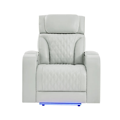 Julian - Power Recliner With Power Headrest And LED Lighting - Silver