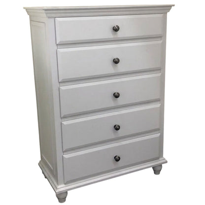 1 Piece Chest 5 Drawers Knob Handles Bedroom Furniture - White