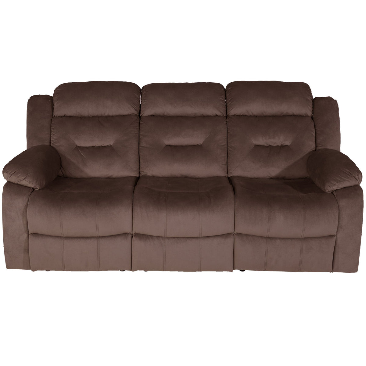 Modern Recliner Sofa With Pillow Arms, Plush Backrest, Horizontal Tufting, USB Charging Port